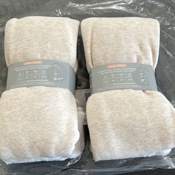 LITTLE LEMON FOR GIRLS COZY FAUX FUR LINED FOOTLESS TIGHT SIZEMORE 7-8 - Picture 2 of 5